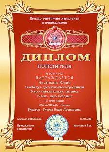 Диплом 9 мая. Чеснокова Юля