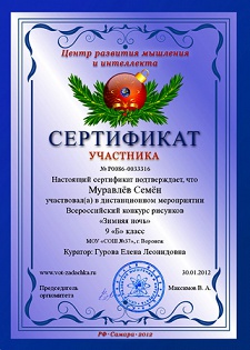 Зимняя ночь Муравлёв Сертификат